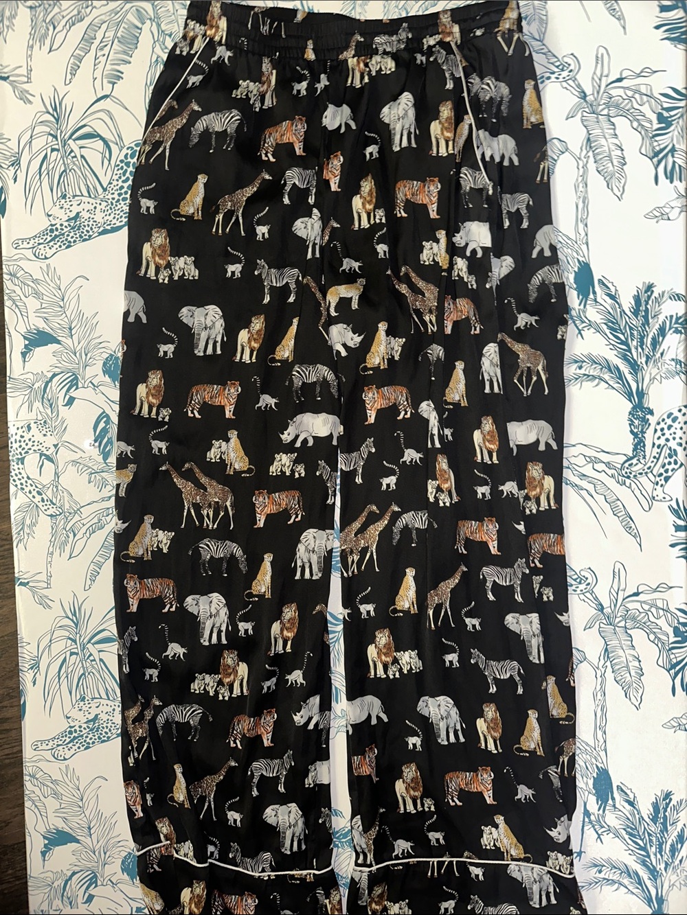 Banana Republic Black with Cream and Brown Animal Motif Pajama Set - Picture 3 of 4